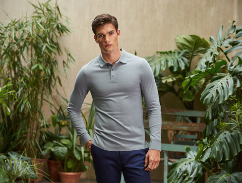 MEN'S FULL SLEEVES POLO T-SHIRT-GREY