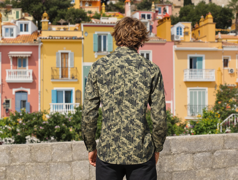 SLIM FIT GEOMETRIC PRINTED SHIRT PISTA
