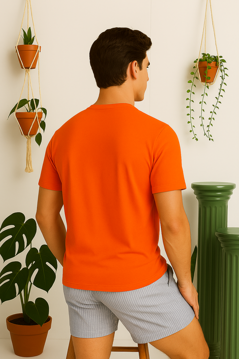 MEN'S REGULAR FIT ROUND NECK T-SHIRT- ORANGE
