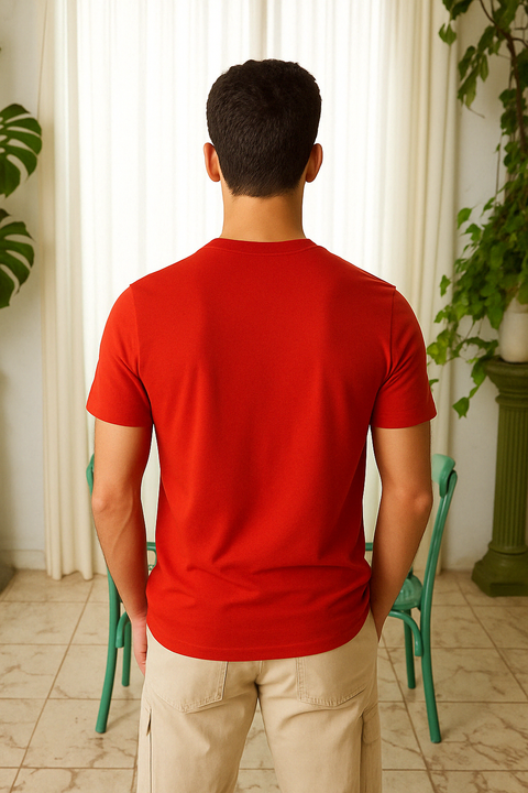 MEN'S REGULAR FIT ROUND NECK T-SHIRT- TOMATO RED