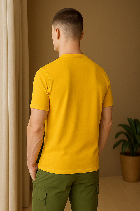 MEN'S REGULAR FIT ROUND NECK T-SHIRT- YELLOW