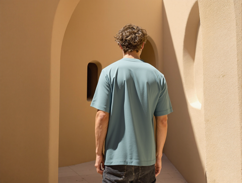 OVERSIZED FIT SOLID T-SHIRT-METAL GREY