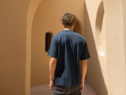 OVERSIZED FIT SOLID T-SHIRT-NAVY