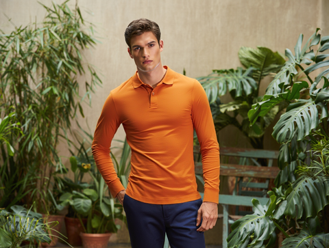 MEN'S FULL SLEEVES POLO T-SHIRT- ORANGE