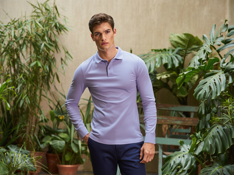 MEN'S FULL SLEEVES POLO T-SHIRT-PURPLE