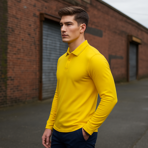 MEN'S FULL SLEEVES POLO T-SHIRT- YELLOW