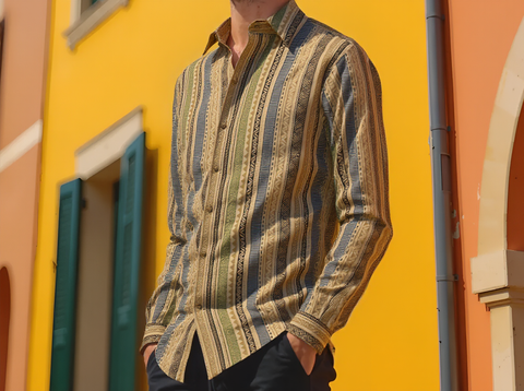 SLIM FIT MULTI COLOURED STRIPED SHIRT