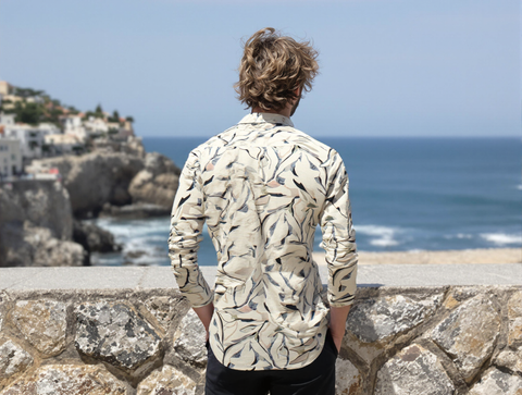 SLIM FIT PRINTED SHIRT NATURAL BLUE