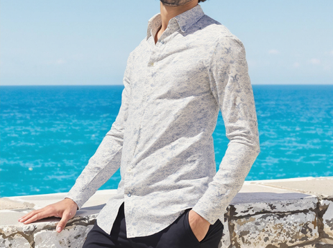 SLIM FIT PRINTED SHIRT WHITE/D. BLUE SHIRT
