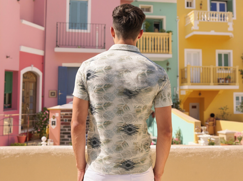 HALF SLEEVES ABSTRACT PRINTED SHIRT WHITE/MULTI SHIRT