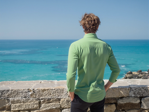 SLIM FIT SOLID AQUA SHIRT