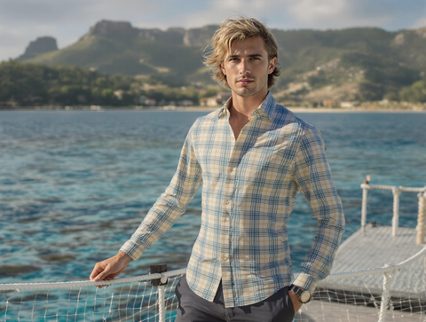 SLIM FIT CHECKS WHITE SHIRT