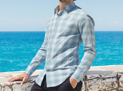 SLIM FIT CHECKS SKY BLUE SHIRT