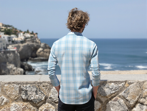 SLIM FIT CHECKS SKY BLUE SHIRT