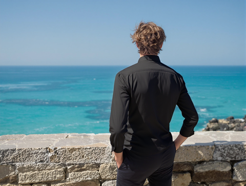 SLIM FIT SOLID BLACK SHIRT