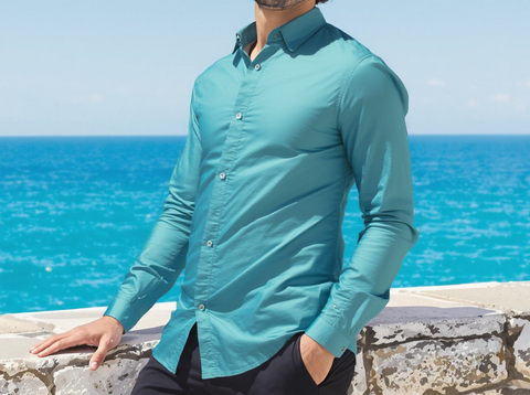 SLIM FIT SOLID BLUE SHIRT
