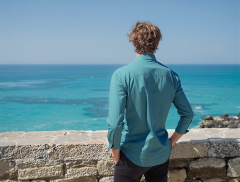 SLIM FIT SOLID BLUE SHIRT