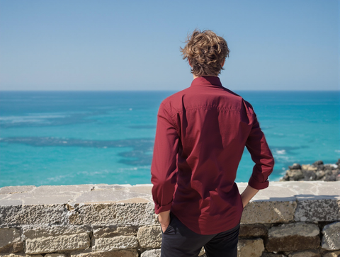 SLIM FIT SOLID MAROON SHIRT