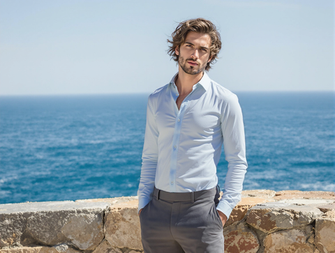 SLIM FIT SOLID SKY BLUE SHIRT