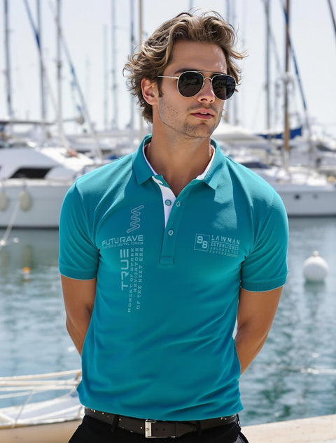 MEN'S RELAXED FIT POLO T-SHIRT-ELECTRIC BLUE