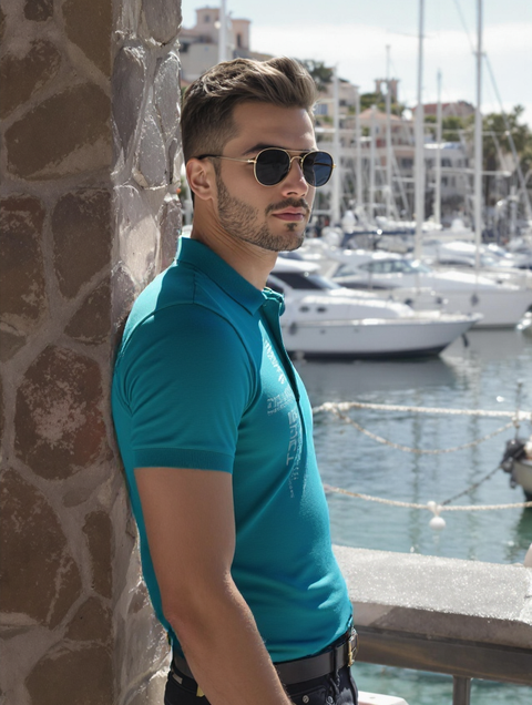 MEN'S RELAXED FIT POLO T-SHIRT-ELECTRIC BLUE