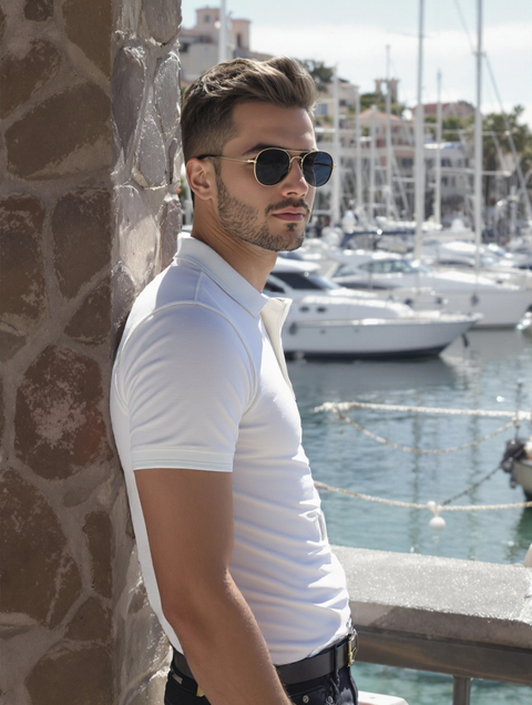 MEN'S RELAXED FIT POLO T-SHIRT-WHITE