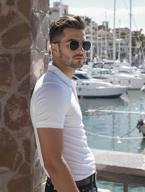 MEN'S RELAXED FIT POLO T-SHIRT-WHITE