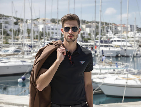 MEN'S RELAXED FIT POLO T-SHIRT-BLACK