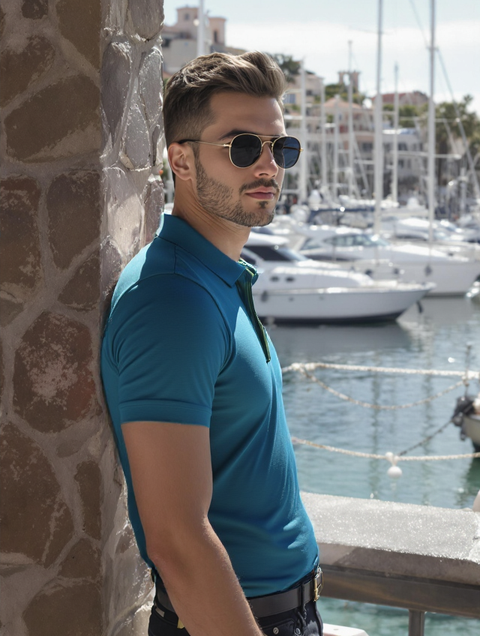 MEN'S RELAXED FIT POLO T-SHIRT-BLACK