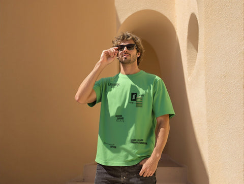 OVERSIZED FIT GRAPHIC T-SHIRT-BRIGHT OLIVE