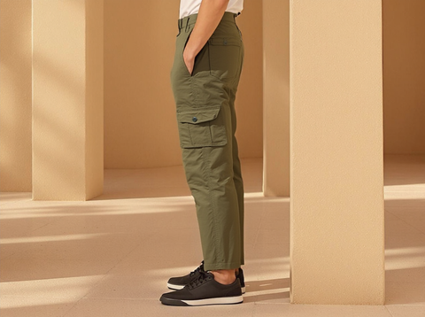 MEN'S CARGO PANTS STRAIGHT FIT- OLIVE