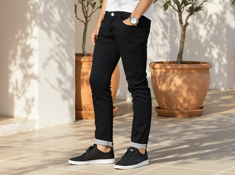 MEN'S DENIM PANTS SLIM FIT- DARK BLUE