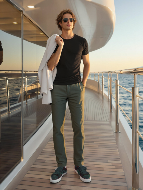 MEN'S TRAVEL PANTS SLIM FIT- OLIVE