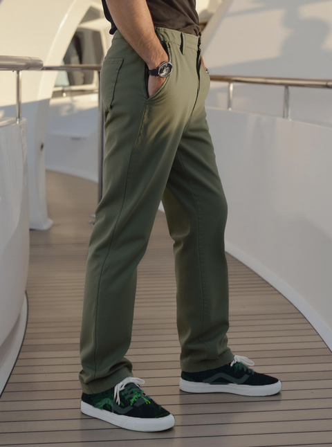 MEN'S TRAVEL PANTS SLIM FIT- OLIVE