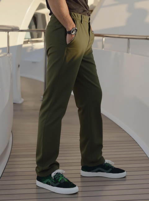 MEN'S TRAVEL PANTS SLIM FIT- OLIVE