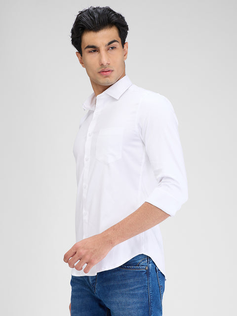 Men's White Solid Slim Fit Shirts