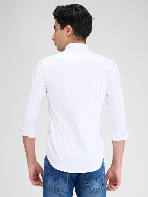 Men's White Solid Slim Fit Shirts