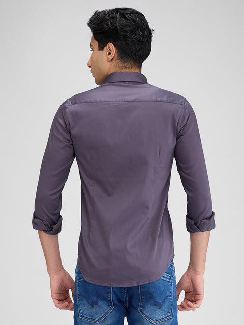 Men's Dark Grey Solid Slim Fit Shirts