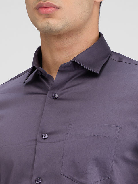 Men's Dark Grey Solid Slim Fit Shirts