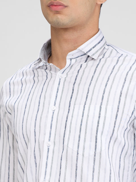 Men's White Striped Slim Fit Shirts