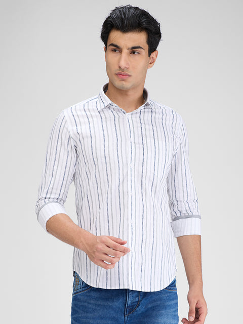 Men's White Striped Slim Fit Shirts