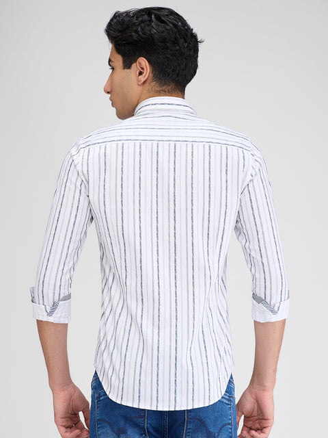 Men's White Striped Slim Fit Shirts