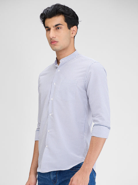 Men's Blue Striped Slim Fit Shirts