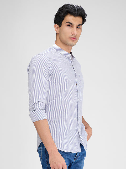 Men's Blue Striped Slim Fit Shirts