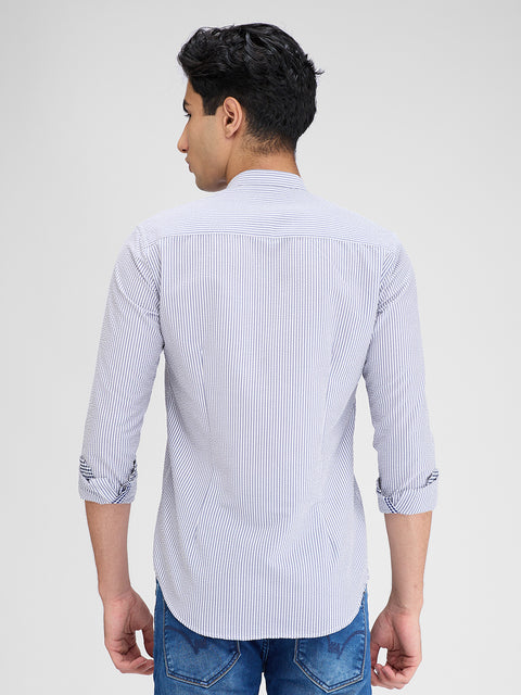 Men's Blue Striped Slim Fit Shirts