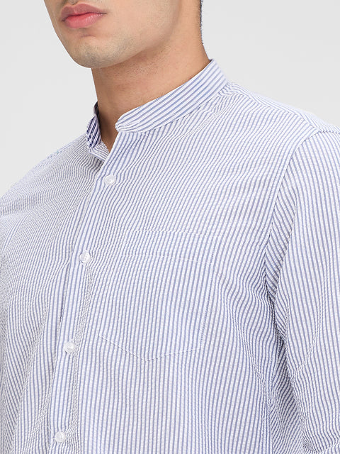 Men's Blue Striped Slim Fit Shirts