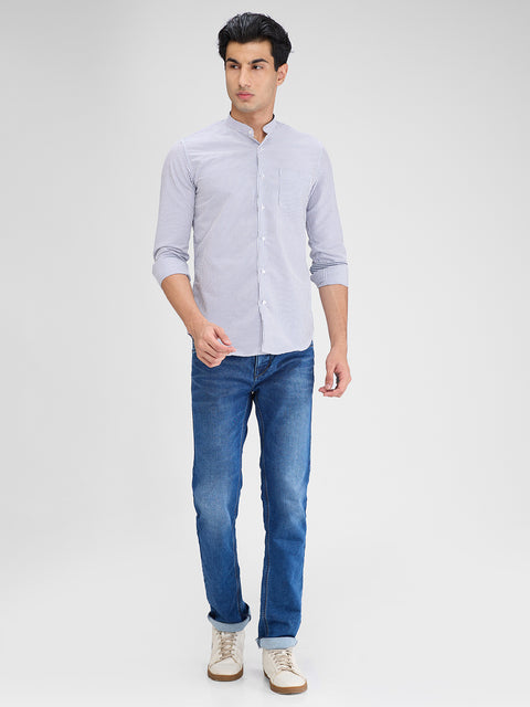 Men's Blue Striped Slim Fit Shirts