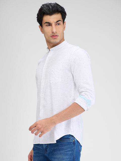 Men's Off White Solid Slim Fit Shirts