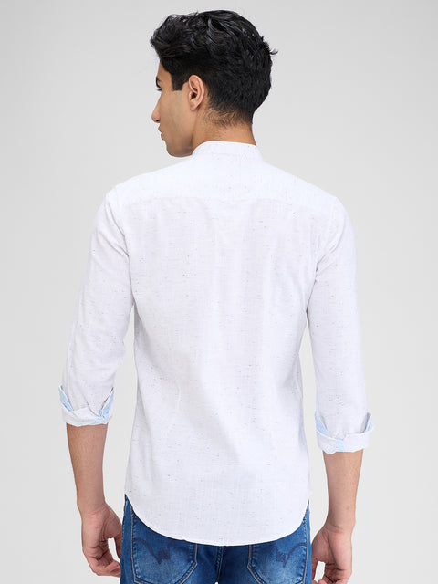 Men's Off White Solid Slim Fit Shirts