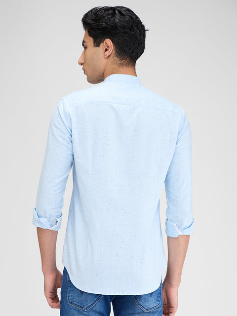 Men's Sky Blue Solid Slim Fit Shirts